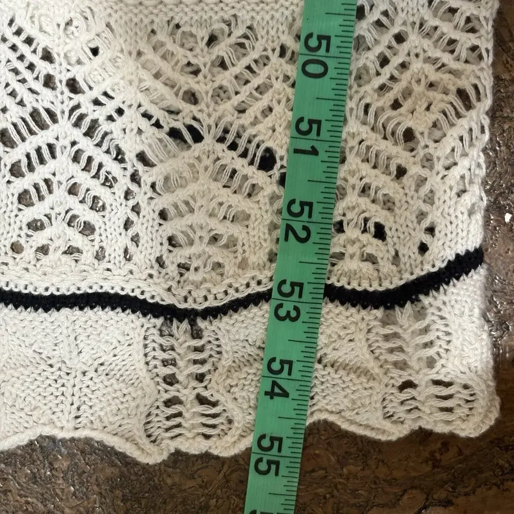 Abercrombie & Fitch Crochet Maxi Dress Cream/Black Size XS Open Knit Boho Beach